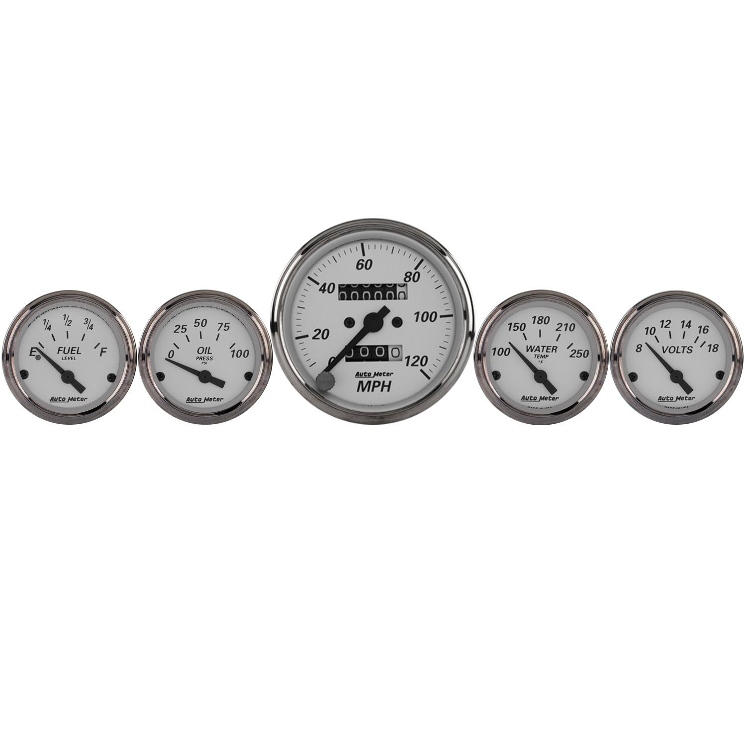 5 PC. GAUGE KIT, 3-1/8 in. & 2-1/16 in. , MECH. SPEEDOMETER, AMERICAN PLATINUM