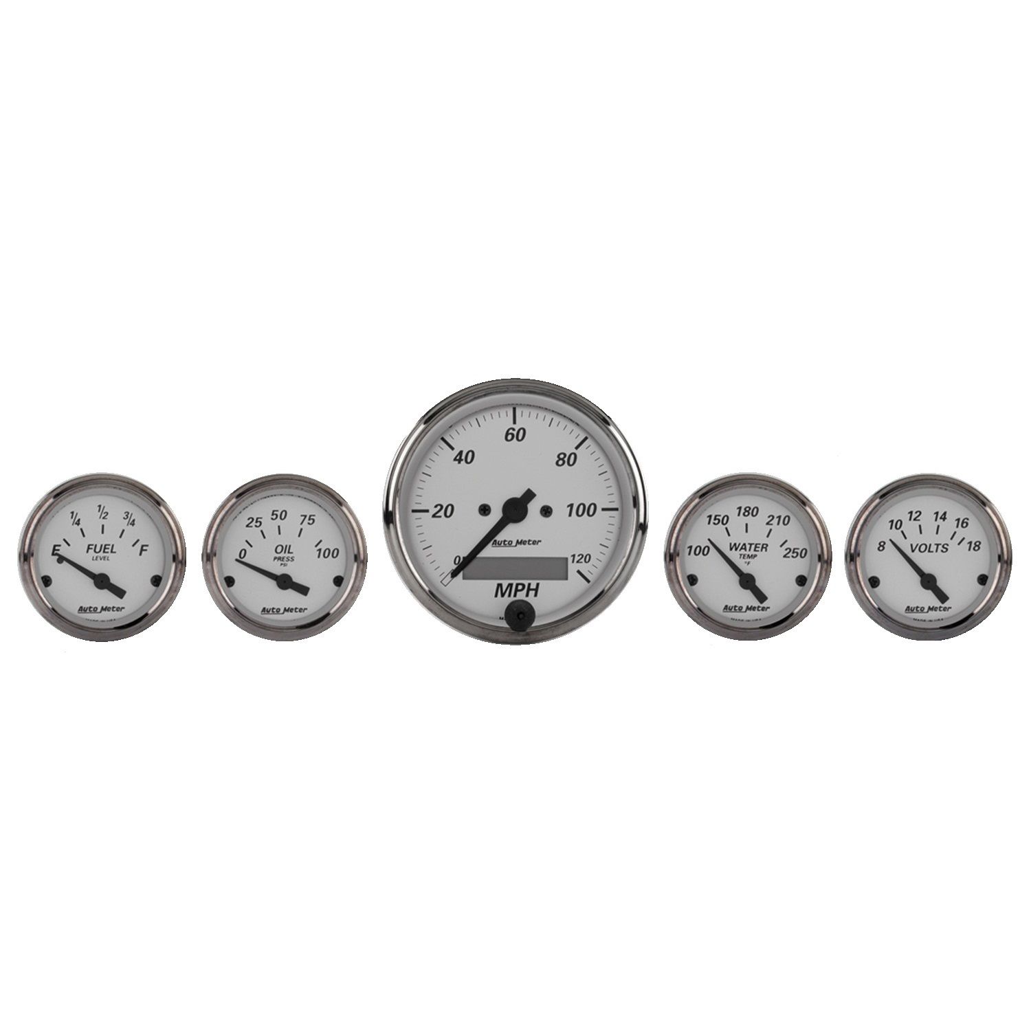 5 PC. GAUGE KIT, 3-1/8 in. & 2-1/16 in. , ELEC. SPEEDOMETER, AMERICAN PLATINUM