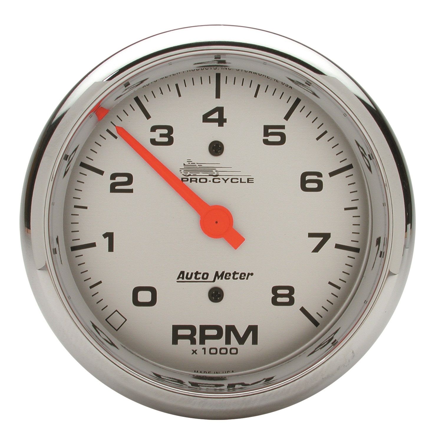 3-3/8 in. TACHOMETER, 0-8,000 RPM, SILVER, PRO-CYCLE