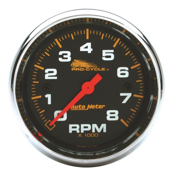 2-5/8 in. TACHOMETER, 0-8,000 RPM, BLACK, PRO-CYCLE