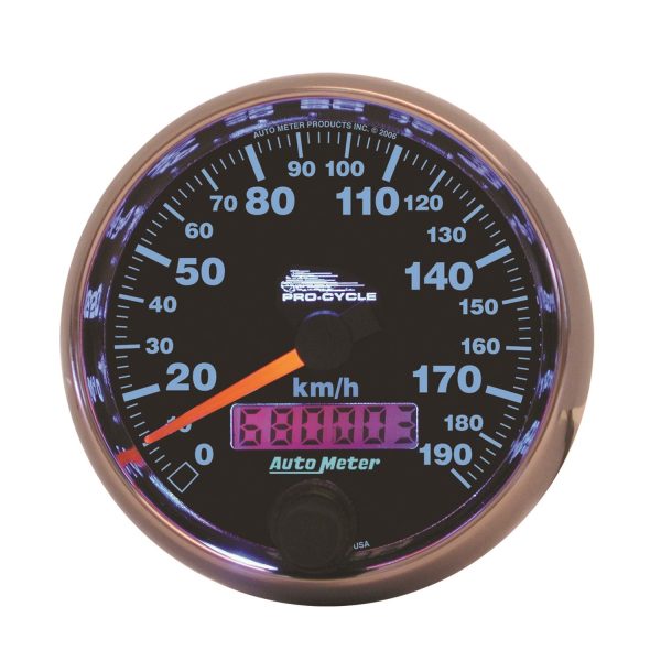 2-5/8 in. SPEEDOMETER, 0-190 KPH, BLACK, PRO-CYCLE