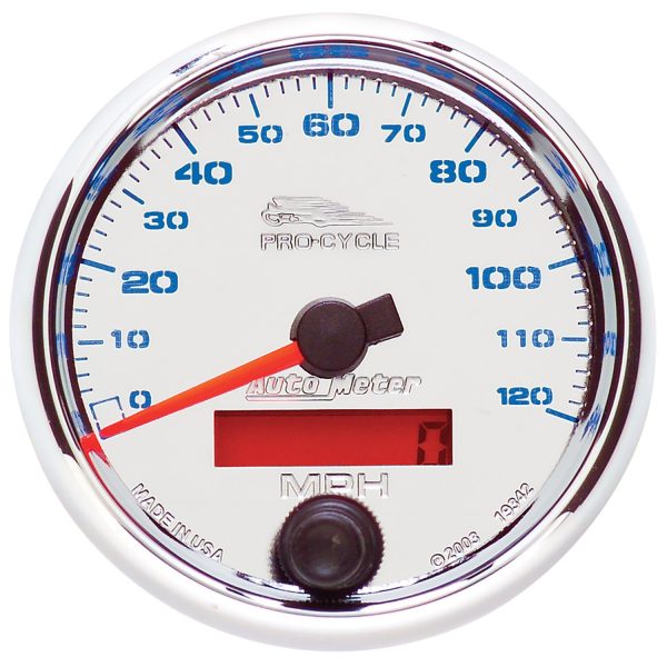 2-5/8 in. SPEEDOMETER, 0-120 MPH, CHROME, PRO-CYCLE