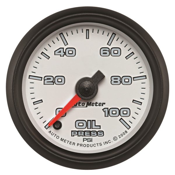 2-1/16 in. OIL PRESSURE, 0-100 PSI, WHITE, PRO-CYCLE