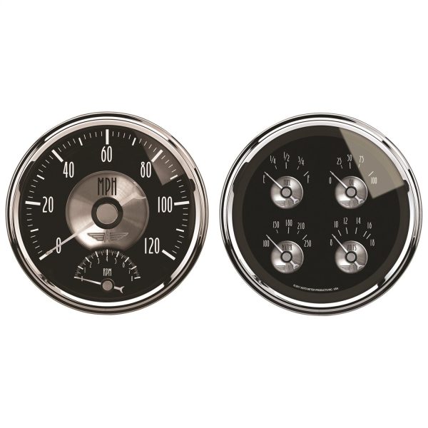 2 PC. GAUGE KIT, 5 in. QUAD & TACH/SPEEDO, 240-33 O, PRESTIGE BLK. DIAMOND