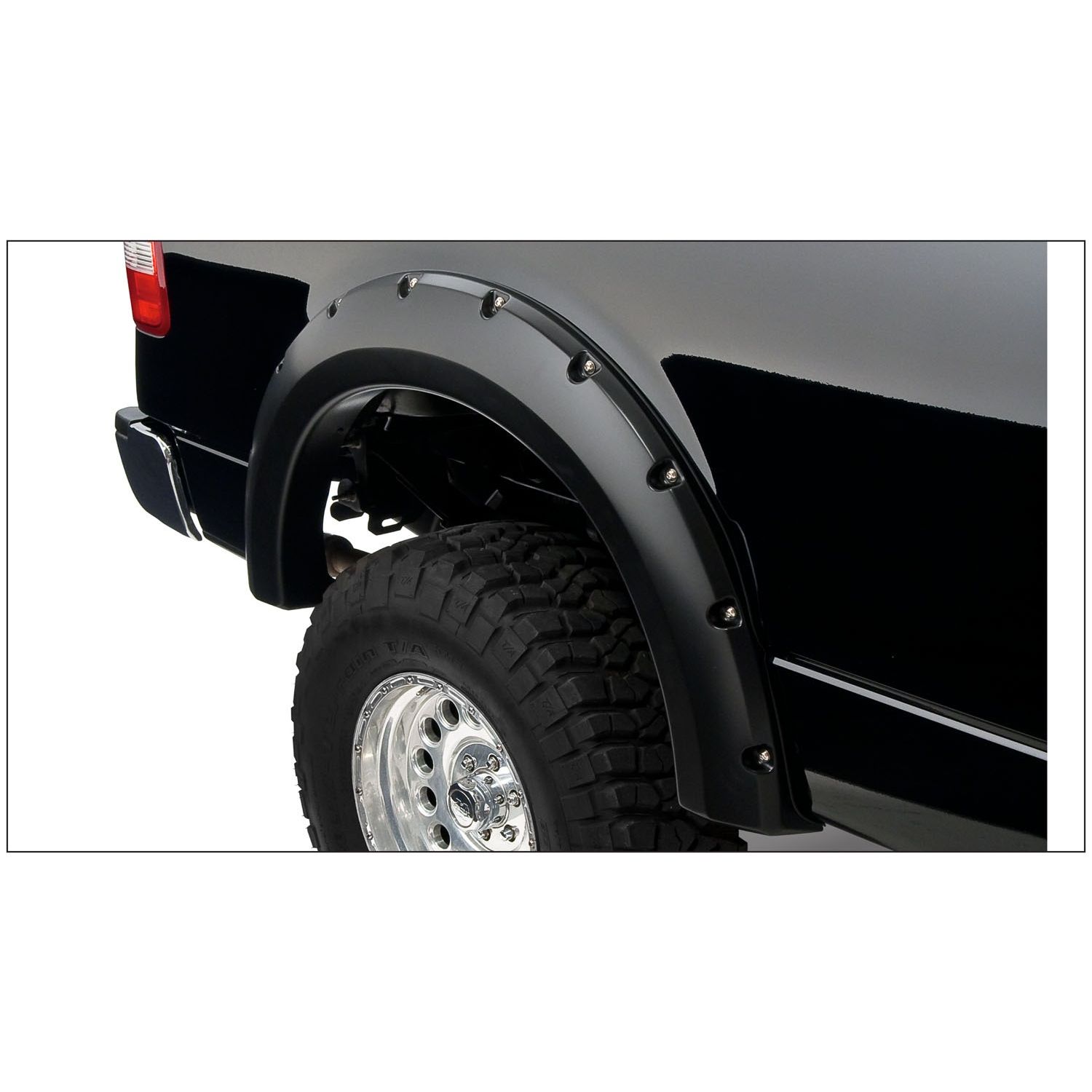 Bushwacker 20054-02 Black Pocket/Rivet Style Smooth Finish Rear Fender Flares for 2004-2008 Ford F-150