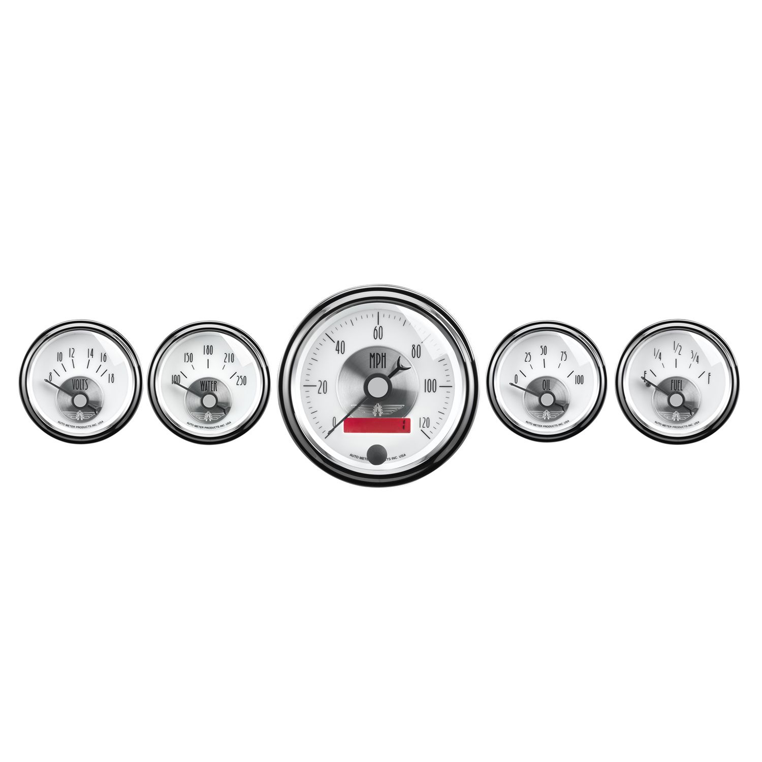 5 PC. GAUGE KIT, 3-3/8 in. & 2-1/16 in. , ELEC. SPEEDO W/ LCD ODO, PRESTIGE PEARL