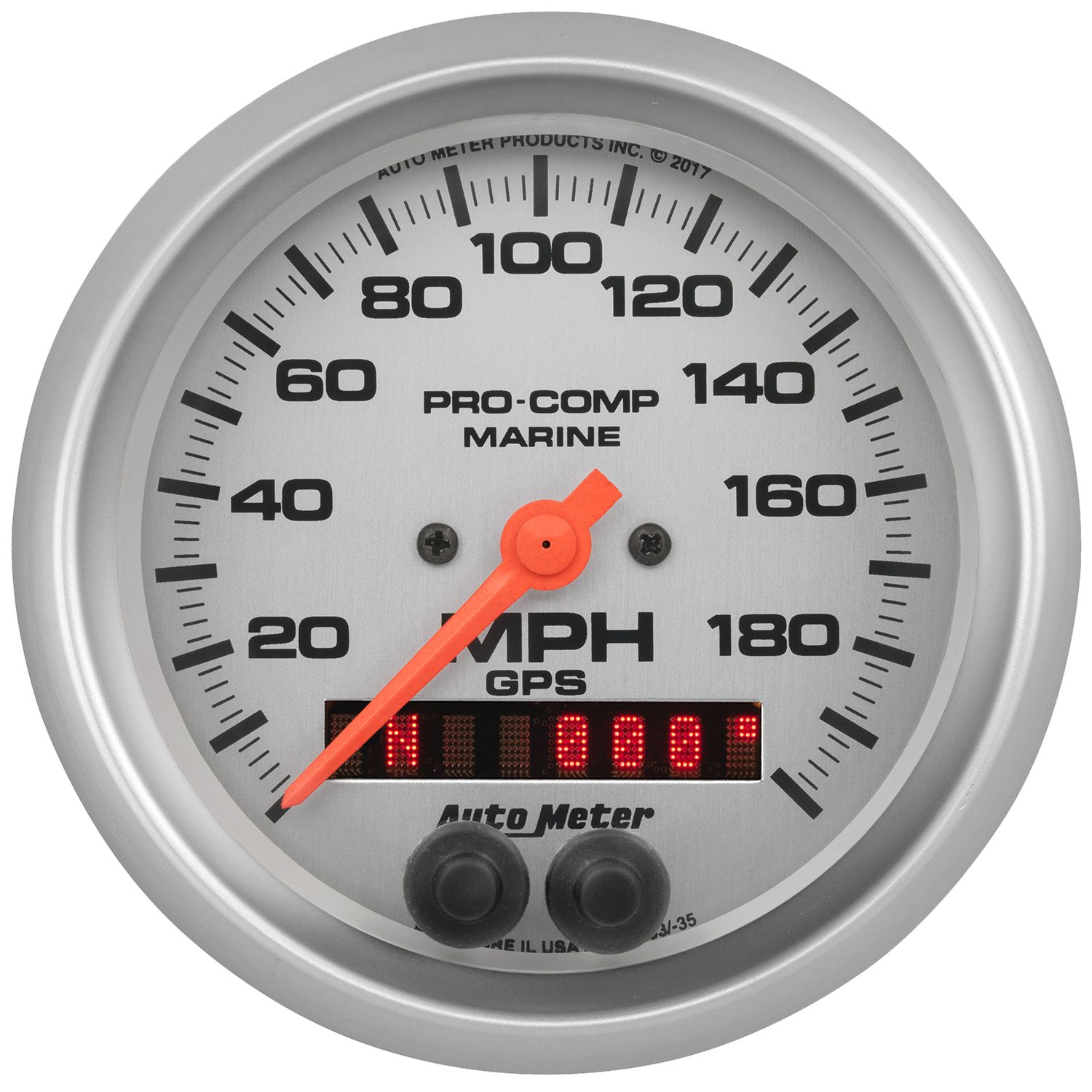 3-3/8 in. GPS SPEEDOMETER, 0-200 MPH, MARINE SILVER ULTRA-LITE