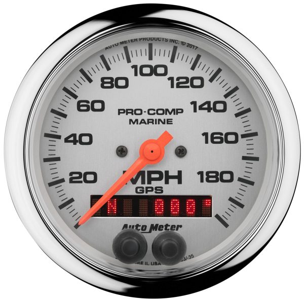 3-3/8 in. GPS SPEEDOMETER, 0-200 MPH, MARINE CHROME ULTRA-LITE