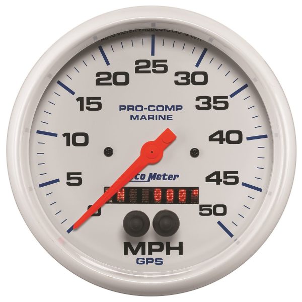 5 in. GPS SPEEDOMETER, 0-50 MPH, MARINE WHITE