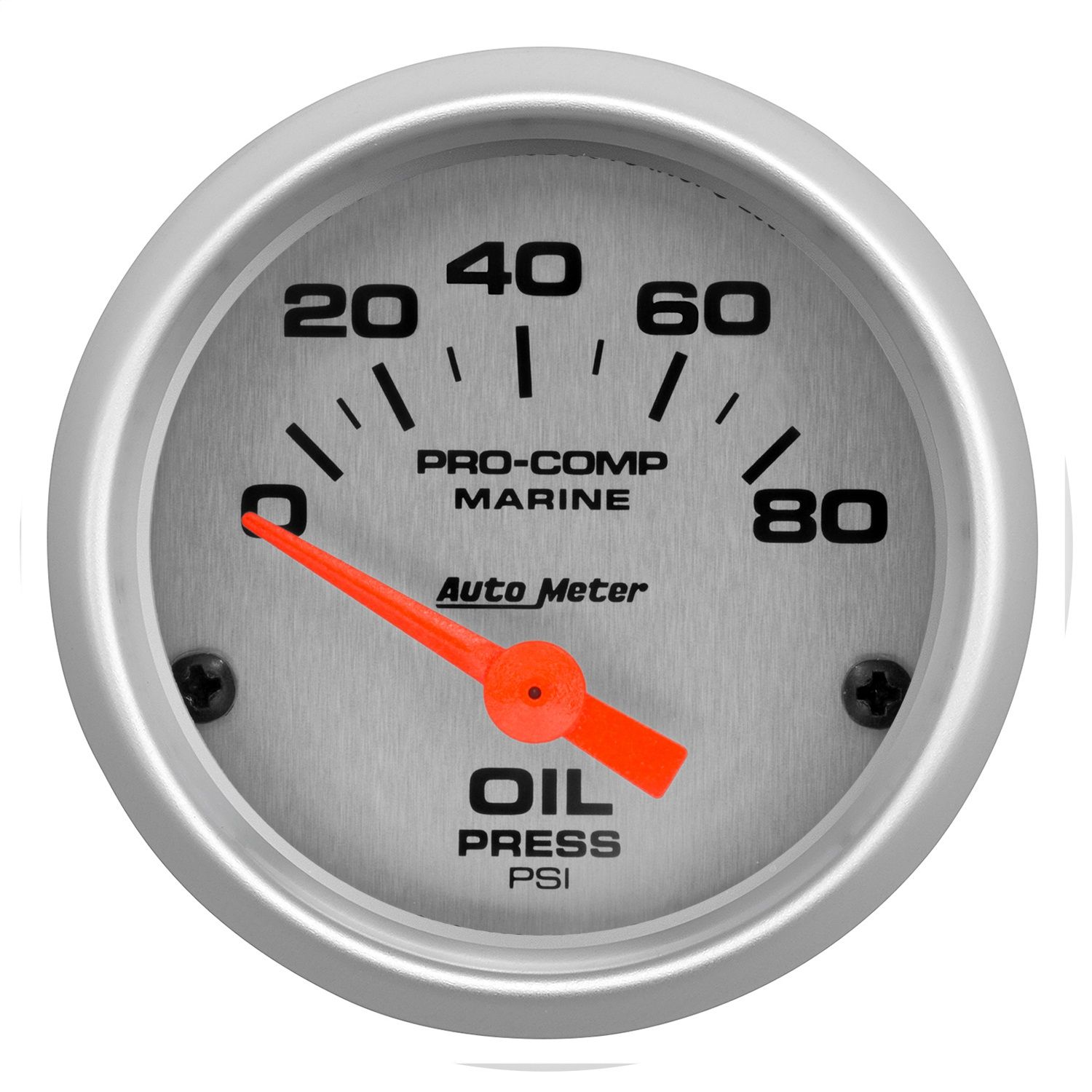 2-1/16 in. OIL PRESSURE, 0-80 PSI, MARINE SILVER ULTRA-LITE