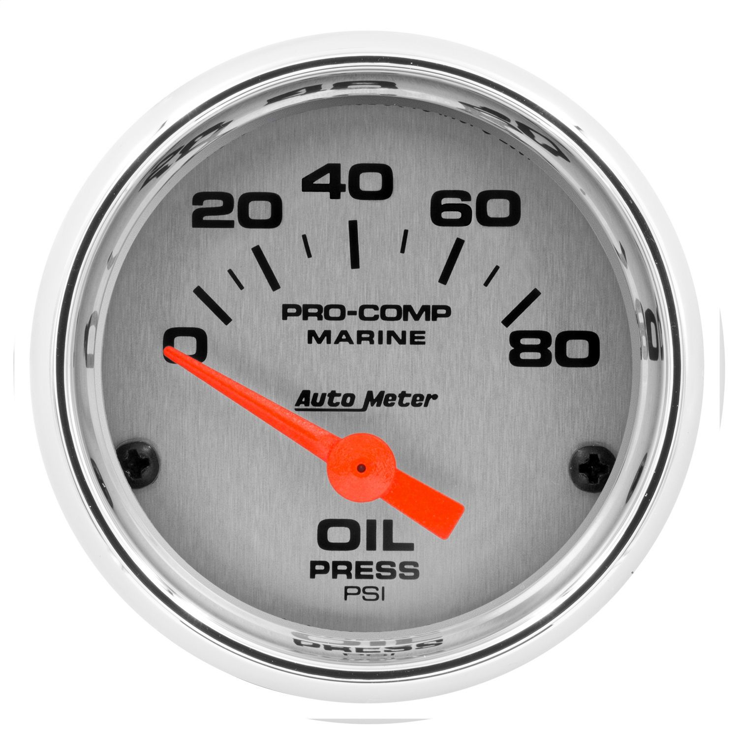 2-1/16 in. OIL PRESSURE, 0-80 PSI, MARINE CHROME ULTRA-LITE