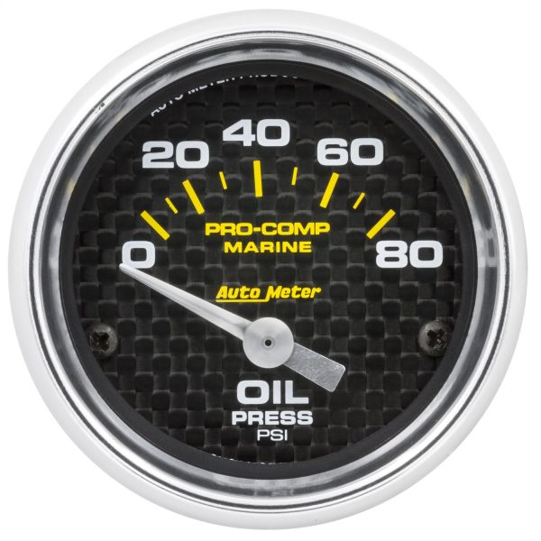 2-1/16 in. OIL PRESSURE, 0-80 PSI, MARINE CARBON FIBER