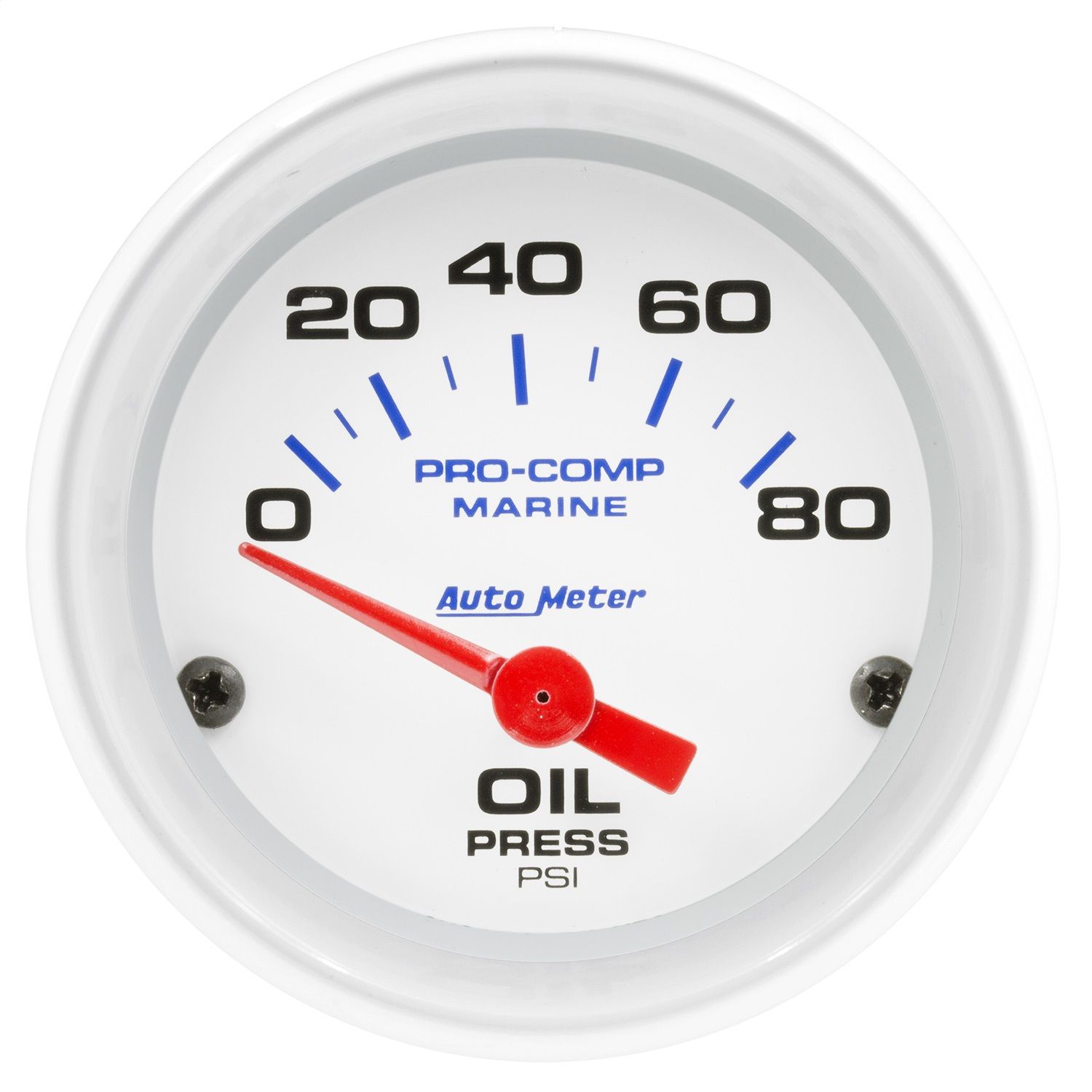 2-1/16 in. OIL PRESSURE, 0-80 PSI, MARINE WHITE