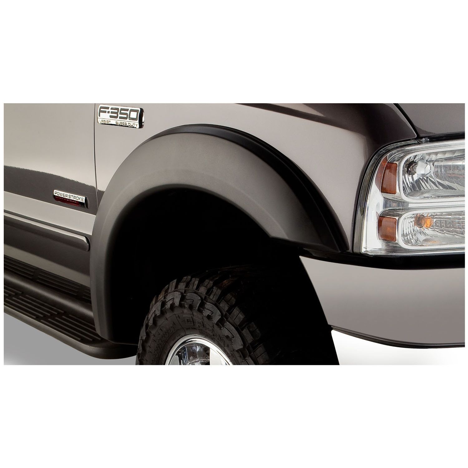 Bushwacker 20075-02 Black Extend-A-Fender Style Smooth Finish Front Fender Flares for 1999-2007 Ford F-250 to F-550 Super Duty