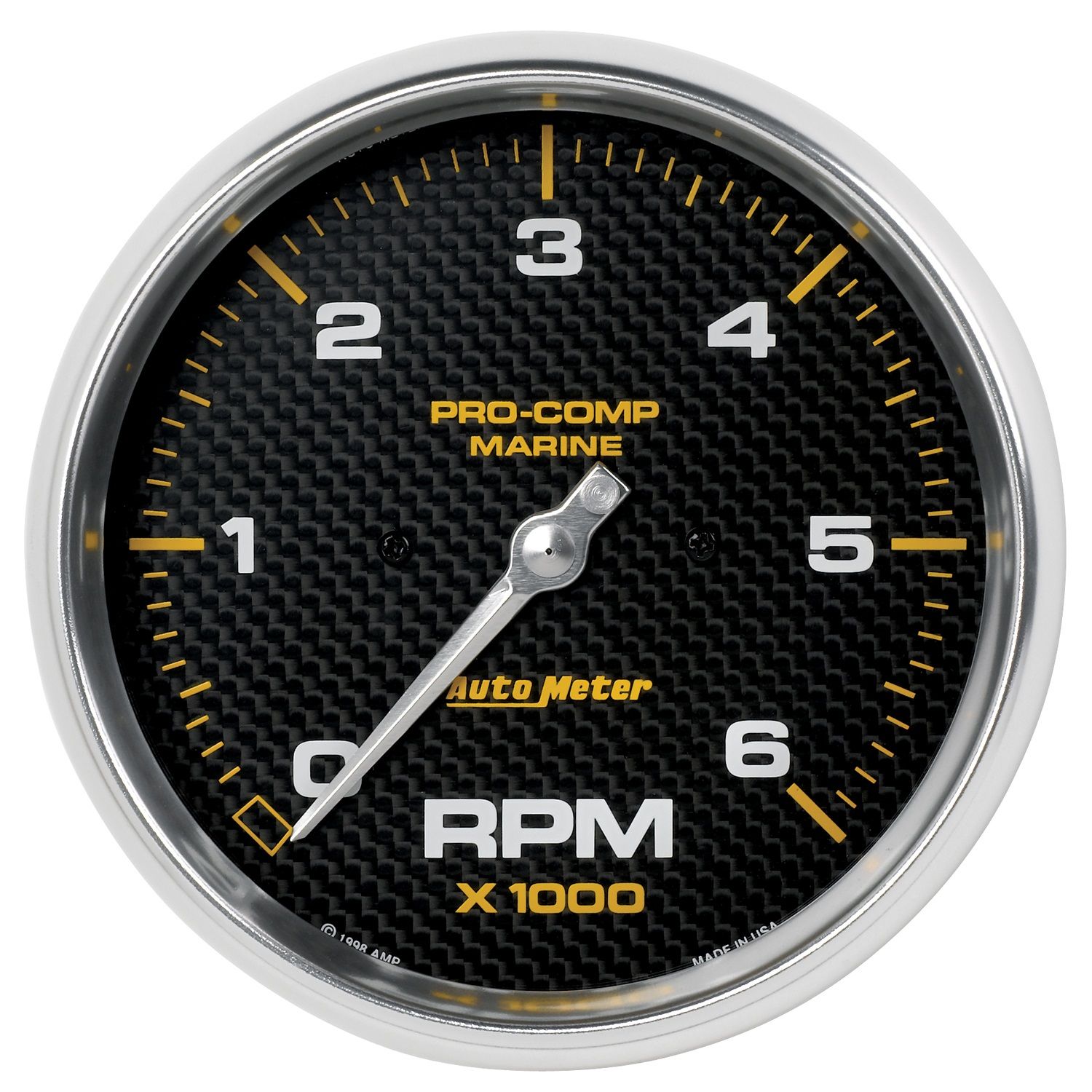 5 in. IN-DASH TACHOMETER, 0-6,000 RPM, MARINE CARBON FIBER