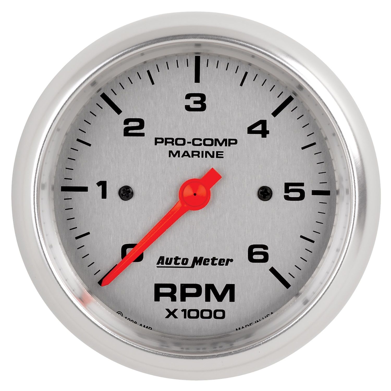 3-3/8 in. IN-DASH TACHOMETER, 0-6,000 RPM, MARINE SILVER ULTRA-LITE