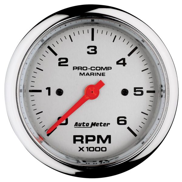 3-3/8 in. IN-DASH TACHOMETER, 0-6,000 RPM, MARINE CHROME ULTRA-LITE