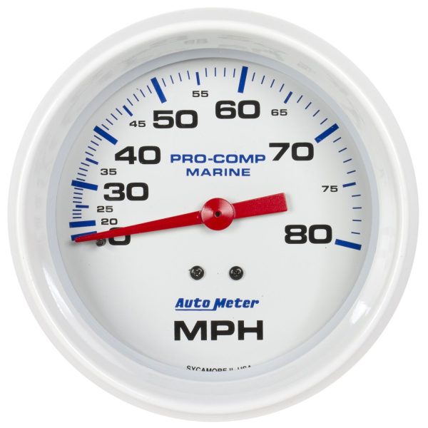 3-3/8 in. MECHANICAL SPEEDOMETER, 0-80 MPH, MARINE WHITE