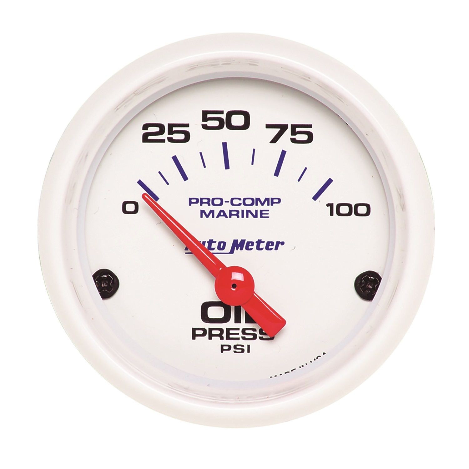 2-1/16 in. OIL PRESSURE, 0-100 PSI, MARINE WHITE