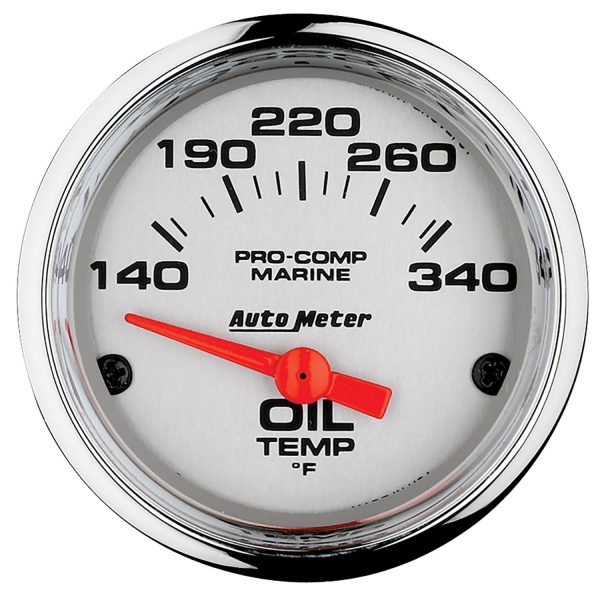 2-1/16 in. OIL TEMPERATURE, 140-340 Fahrenheit, MARINE CHROME ULTRA-LITE