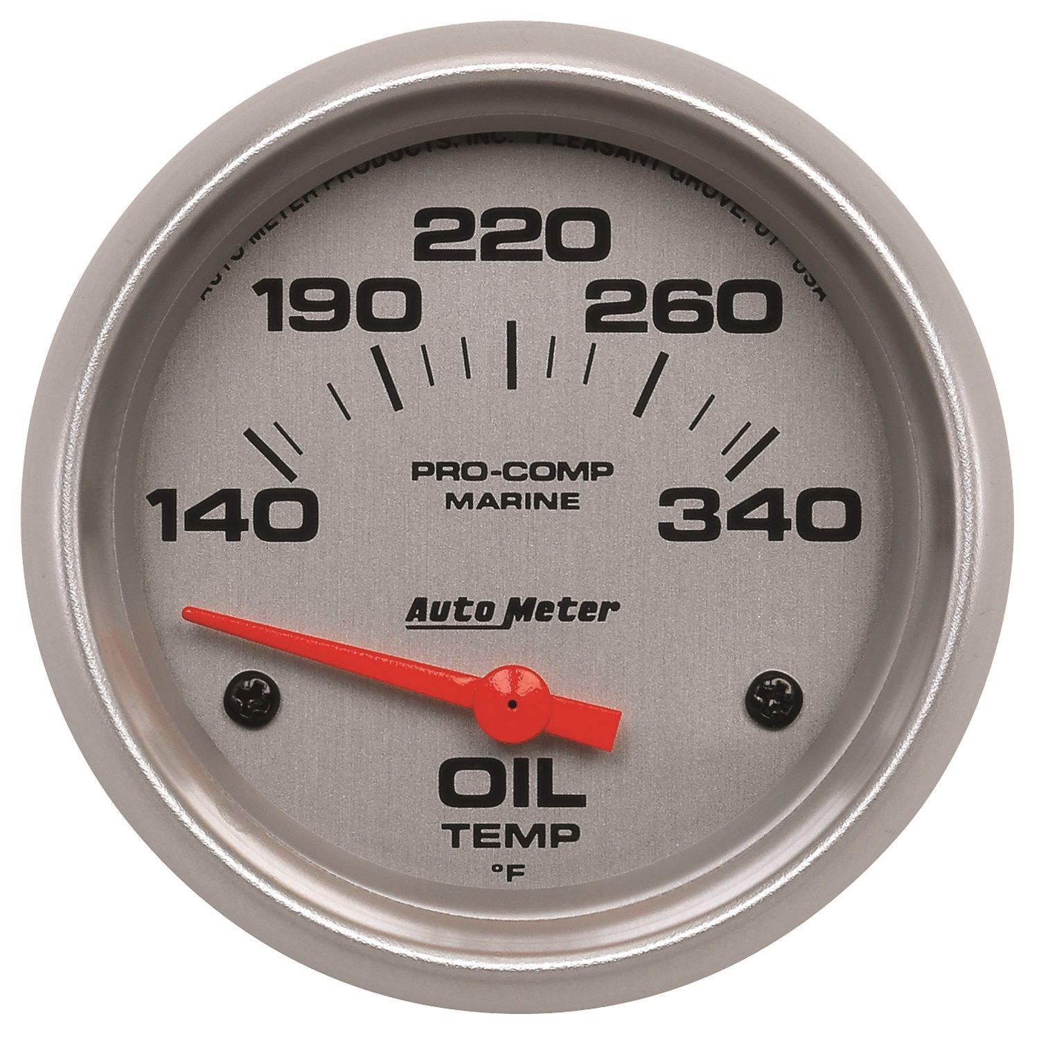 2-5/8 in. OIL TEMPERATURE, 140-340 Fahrenheit, MARINE SILVER ULTRA-LITE