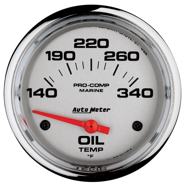 2-5/8 in. OIL TEMPERATURE, 140-340 Fahrenheit, MARINE CHROME ULTRA-LITE