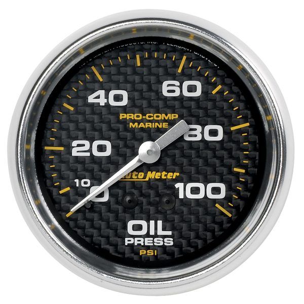 2-5/8 in. OIL PRESSURE, 0-100 PSI, MARINE CARBON FIBER