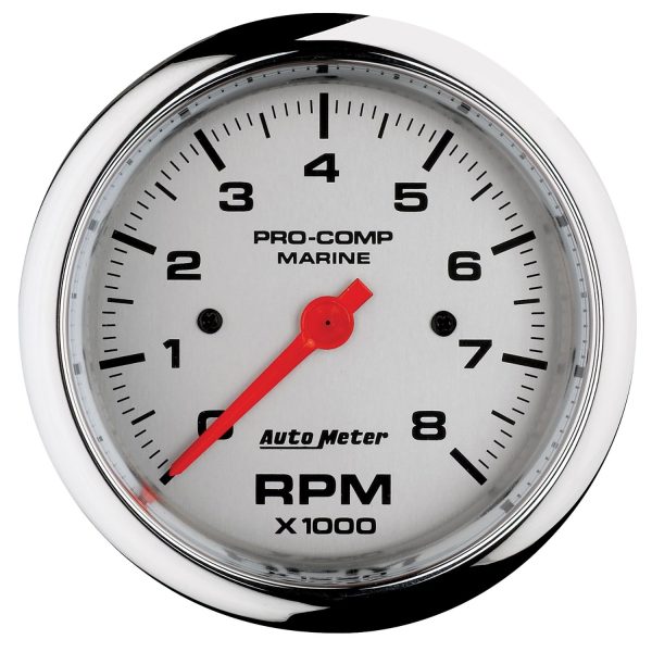 3-3/8 in. IN-DASH TACHOMETER, 0-8,000 RPM, MARINE CHROME ULTRA-LITE