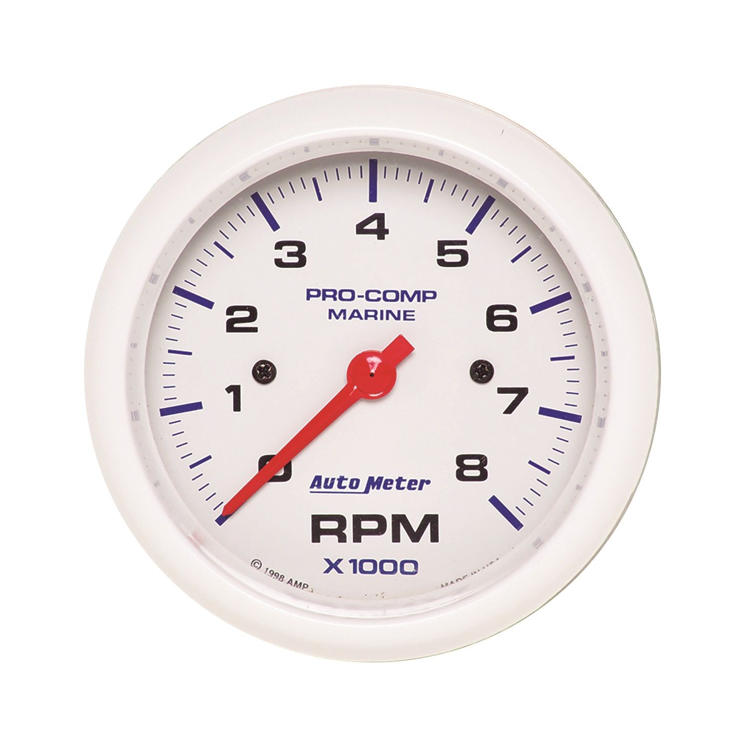 3-3/8 in. IN-DASH TACHOMETER, 0-8,000 RPM, MARINE WHITE