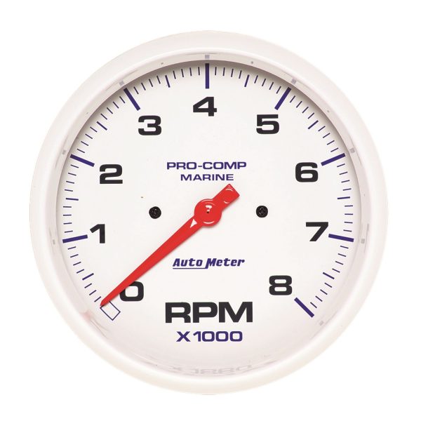 5 in. IN-DASH TACHOMETER, 0-8,000 RPM, MARINE WHITE