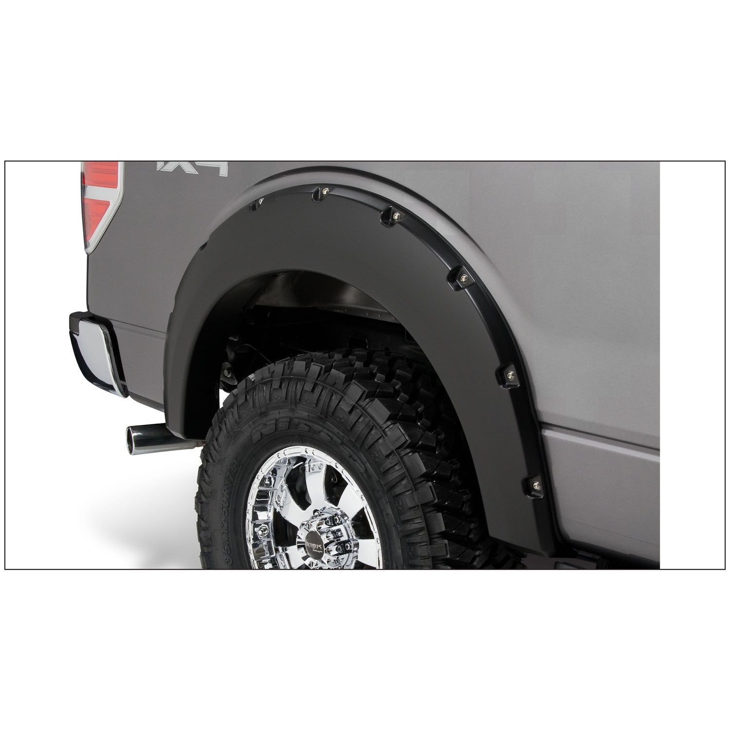 Bushwacker 20080-02 Black Pocket/Rivet Style Smooth Finish Rear Fender Flares for 2009-2014 Ford F-150 (Excludes Raptor)