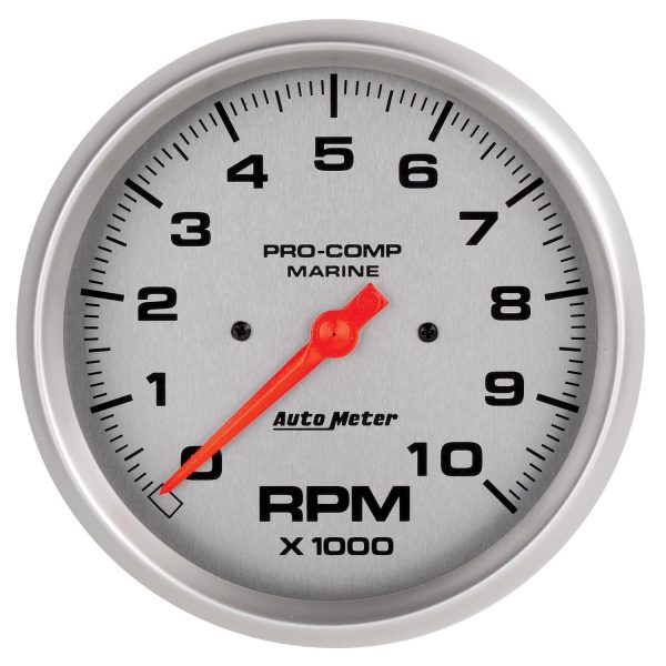 5 in. IN-DASH TACHOMETER, 0-10,000 RPM, MARINE SILVER ULTRA-LITE