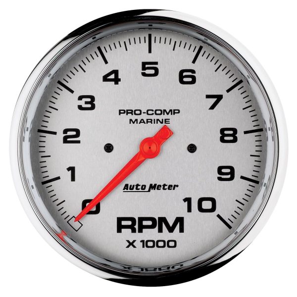 5 in. IN-DASH TACHOMETER, 0-10,000 RPM, MARINE CHROME ULTRA-LITE