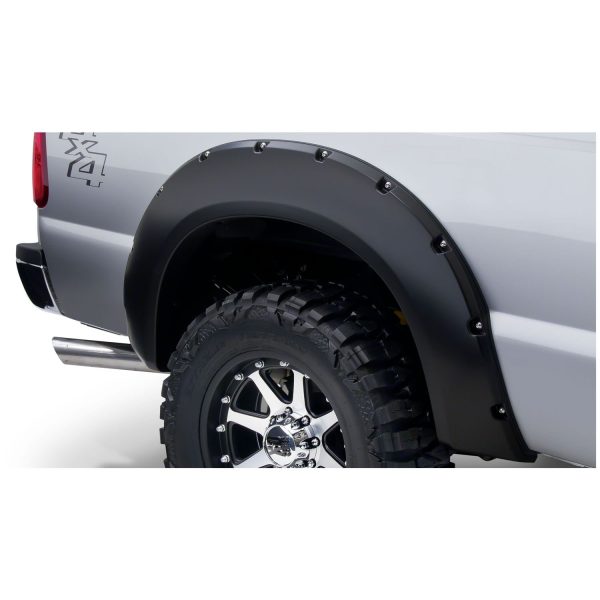 Bushwacker 20050-02 Black Pocket/Rivet Style Smooth Finish Rear Fender Flares for 1999-2007 Ford F-250/F-350 Super Duty; 1999-2010 F-350 Super Duty (Excludes Dually)