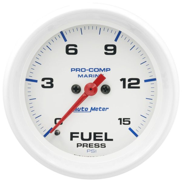 2-5/8 in. FUEL PRESSURE, 0-15 PSI, MARINE WHITE