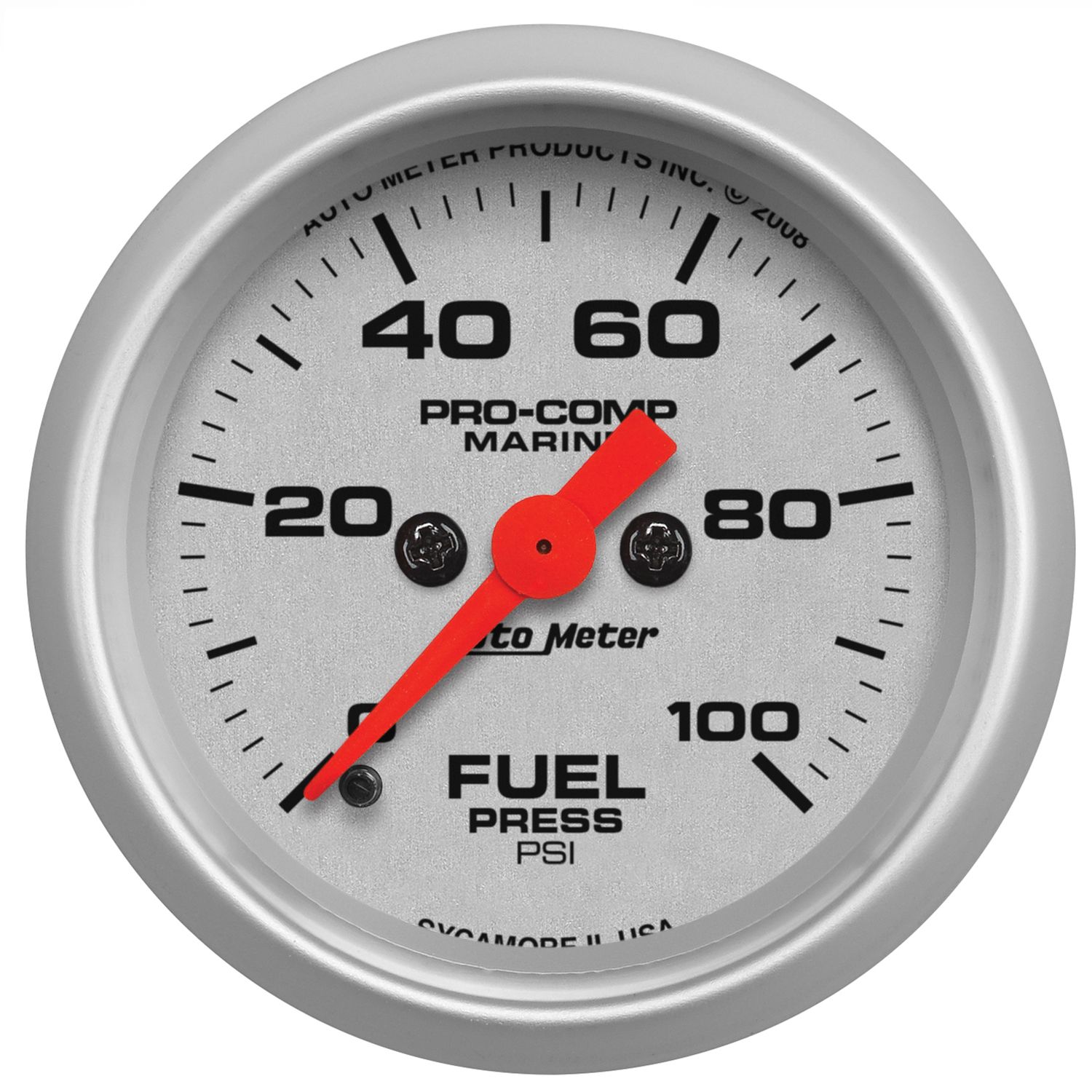 2-1/16 in. FUEL PRESSURE, 0-100 PSI, MARINE SILVER ULTRA-LITE