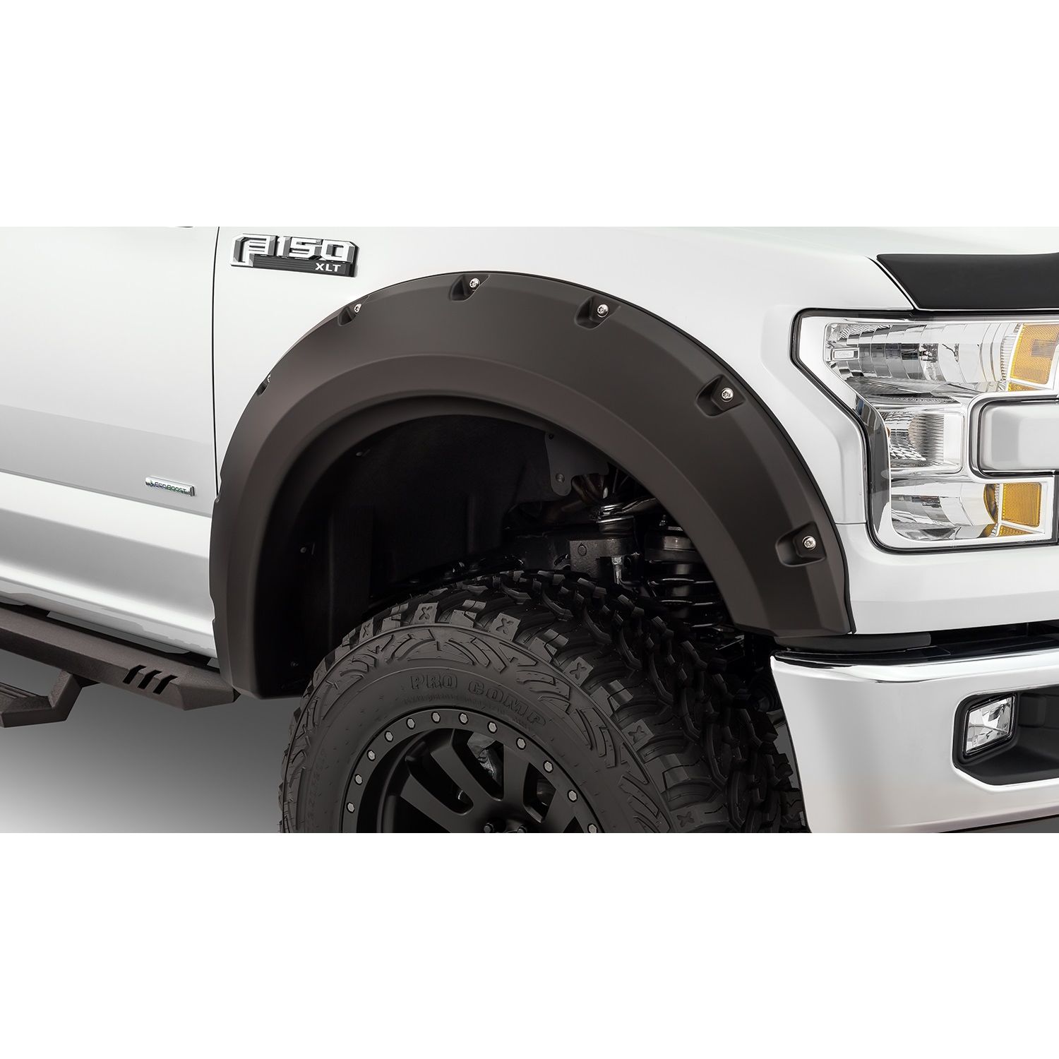 Bushwacker 20072-02 Black Max Coverage Pocket/Rivet Style Smooth Finish Rear Fender Flares for 2009-2014 Ford F-150 (Excludes Raptor)