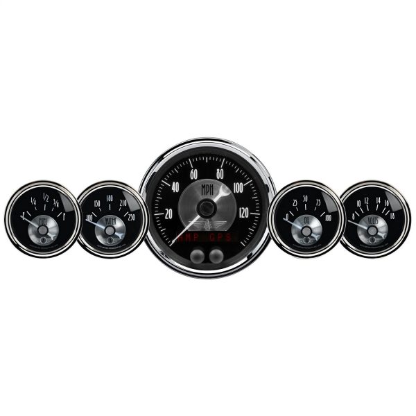 5 PC. GAUGE KIT, 3-3/8 in. & 2-1/16 in. , GPS SPEEDO W/LCD ODO, PRESTIGE BLACK DIAMOND