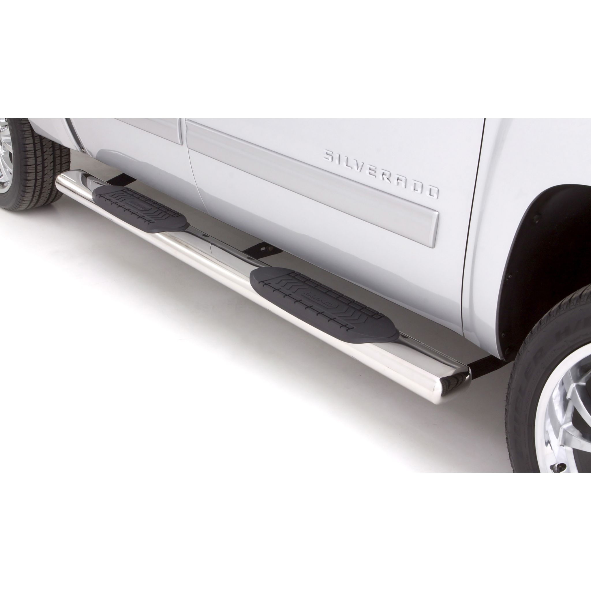 Lund 22368768 Chrome 6 Inch Oval Straight Nerf Bars for 2007-2018 Silverado/Sierra 1500, 2500HD, 3500HD Crew Cab (Excluding 2011-2018 Diesels)