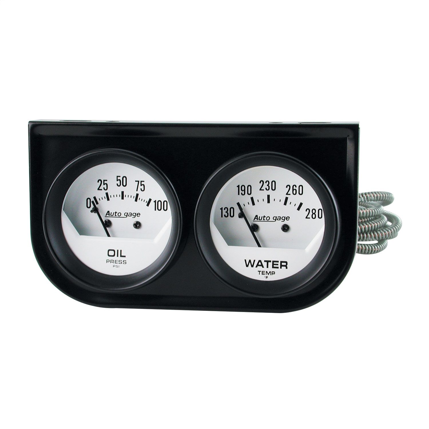 GAUGE CONSOLE, OILP/WTMP, 2-1/16 in. , 100 PSI/280 Fahrenheit, WHT DIAL, BLK BZL, AUTOGAGE