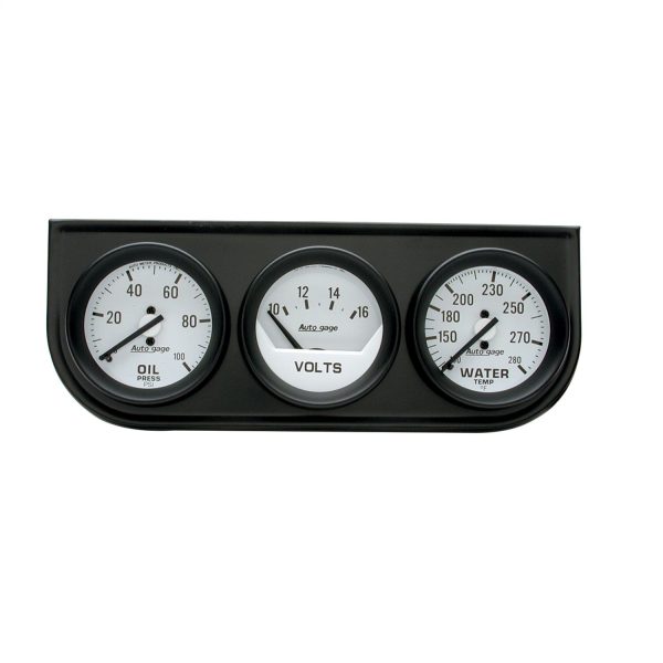 GAUGE CONSOLE, OILP/WTMP/VOLT, 2-1/16 in. , 100 PSI/280 Fahrenheit/16V, WHT DIAL, BLK BZL, AG