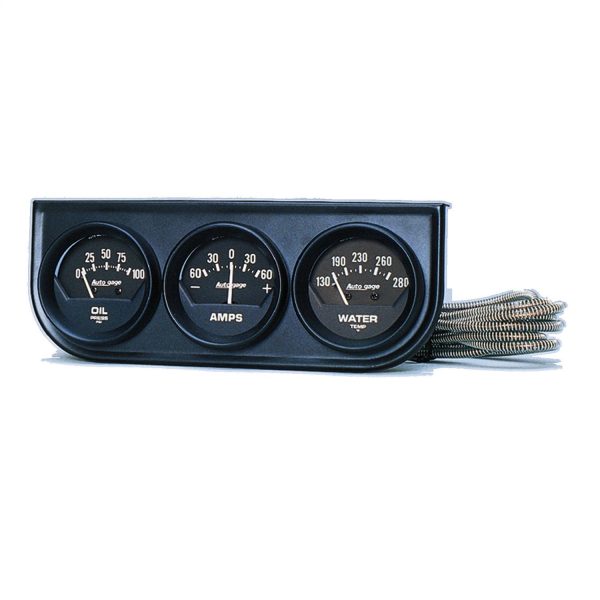 GAUGE CONSOLE, OILP/WTMP/AMP, 2-1/16 in. , 100 PSI/280 Fahrenheit/60A, BLK DIAL, BLK BZL, AG