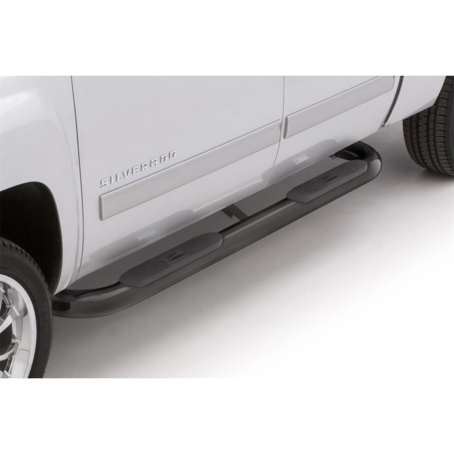 Lund 23476453 Black Steel 4 Inch Oval Bent Nerf Bars for 2019-2022 Chevrolet Silverado 1500/GMC Sierra 1500 Extended Cab