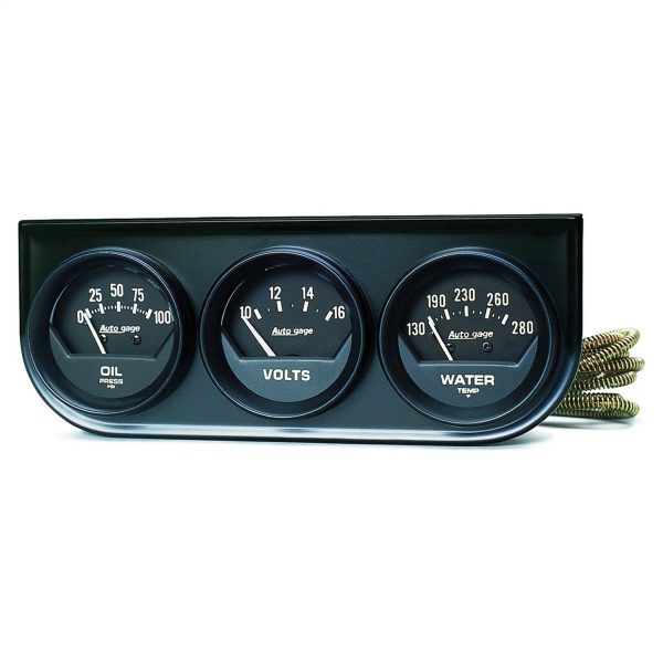 GAUGE CONSOLE, OILP/WTMP/VOLT, 2-1/16 in. , 100 PSI/280 Fahrenheit/16V, BLK DIAL, BLK BZL, AG