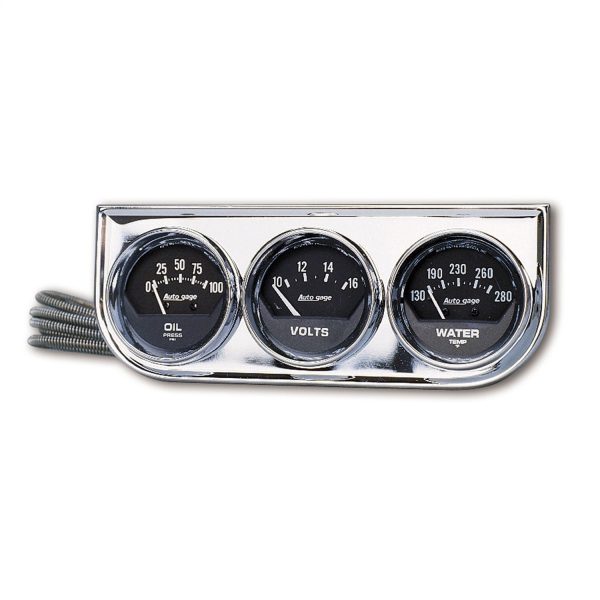 GAUGE CONSOLE, OILP/WTMP/VOLT, 2-1/16 in. , 100 PSI/280 Fahrenheit/16V, BLK DIAL, CHROME BZL, AG