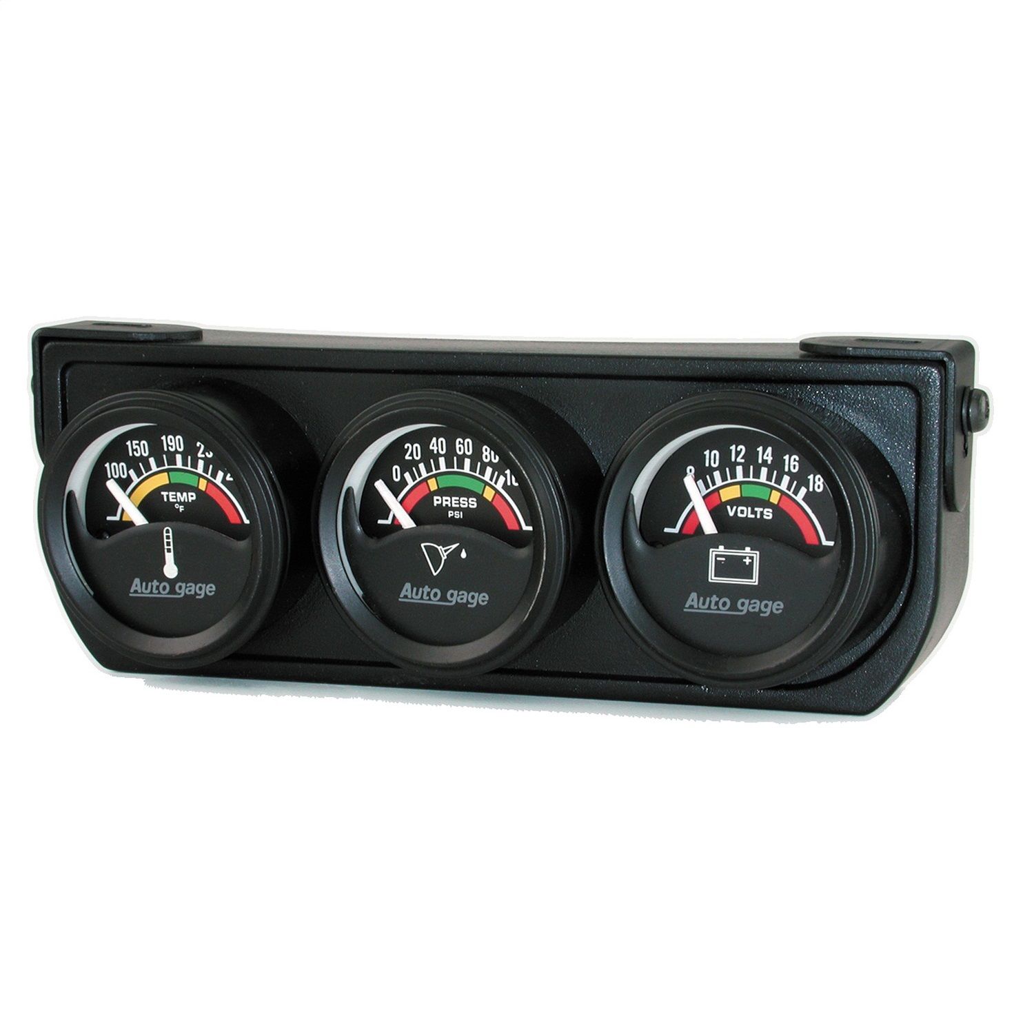 GAUGE CONSOLE, OILP/WTMP/VOLT, 1.5 in. , 100 PSI/280 Fahrenheit/18V, ELEC BLK DIAL, BLK BZL, AG