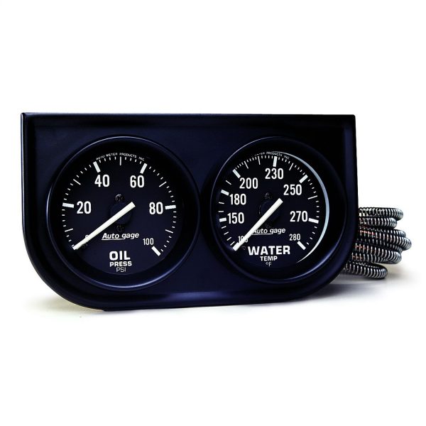 GAUGE CONSOLE, OILP/WTMP, 2-1/16 in. , 100 PSI/280 Fahrenheit, BLK DIAL, BLK BZL, AUTOGAGE