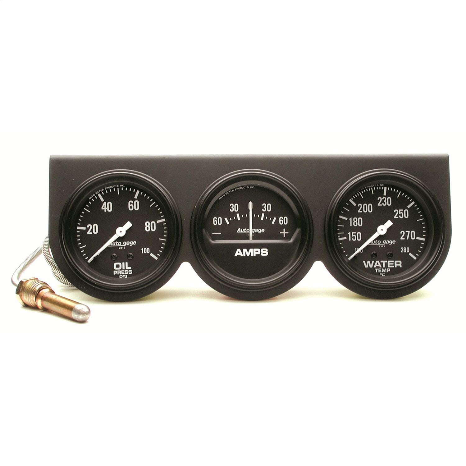 GAUGE CONSOLE, OILP/WTMP/AMP, 2-5/8 in. , 100 PSI/280 Fahrenheit/60A, BLK DIAL, BLK BZL, AG