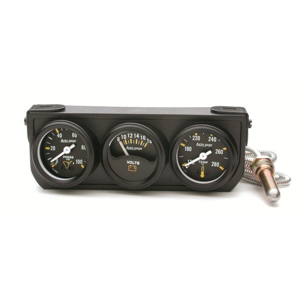 GAUGE CONSOLE, OILP/WTMP/VOLT, 1.5 in. , 100 PSI/280 Fahrenheit/18V, MECH BLK DIAL, BLK BZL, AG