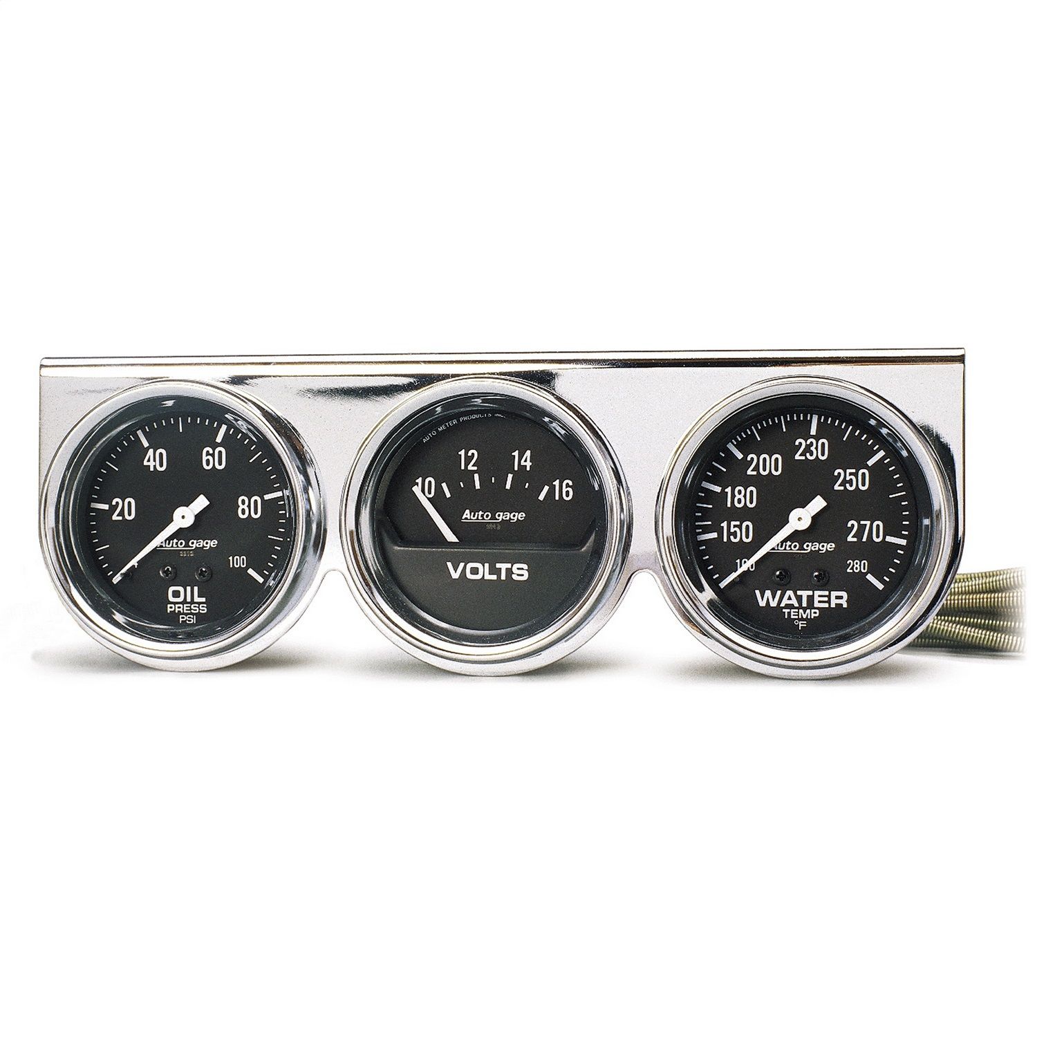 GAUGE CONSOLE, OILP/WTMP/VOLT, 2-5/8 in. , 100 PSI/280 Fahrenheit/16V, BLK DIAL, CHROME BZL, AG